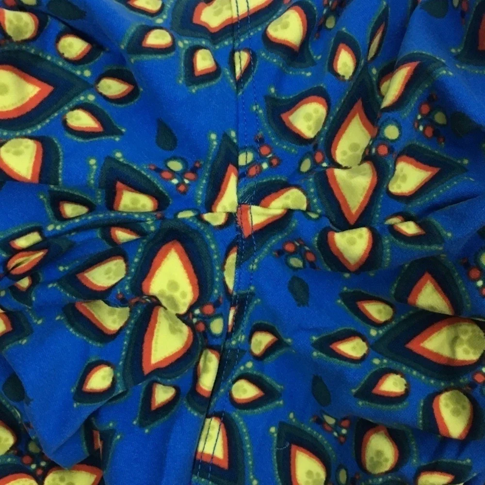 LULAROE Leggings OS One Size Aztec Southwestern Floral Flame Blue Yellow Black